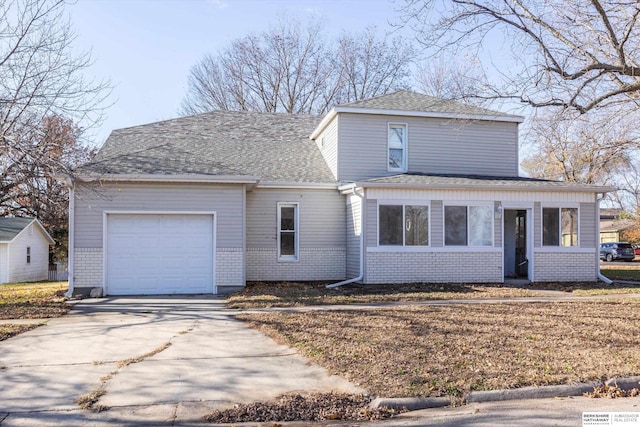 view of front property with a garage