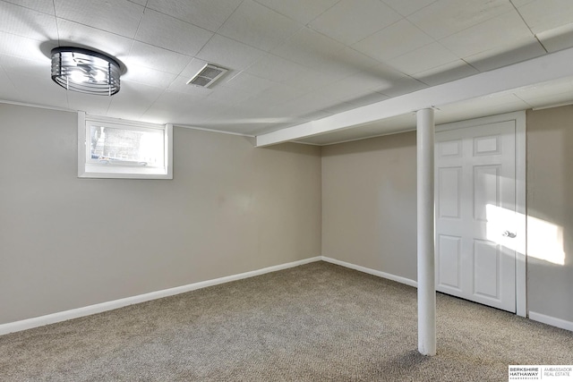 basement with carpet