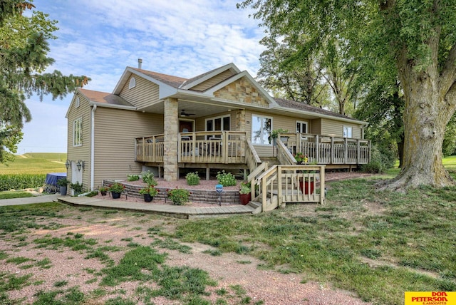 rear view of house with a deck