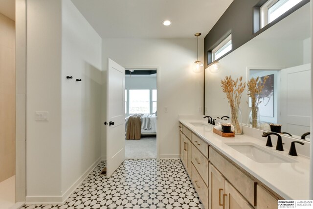 6614 S 200th Ave, Omaha, NE 68135 - home office with light wood-type flooring, ceiling fan, and recessed lighting