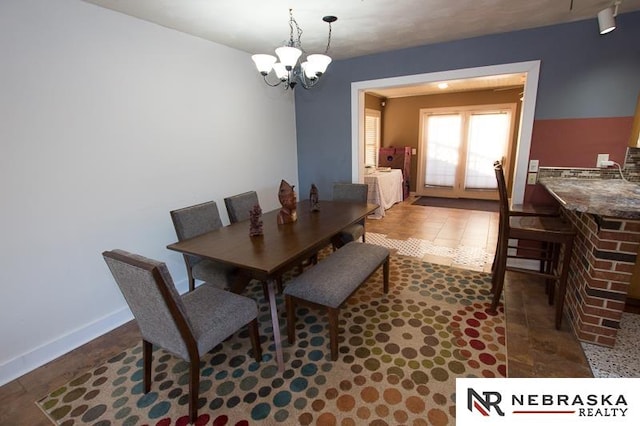 dining room with an inviting chandelier