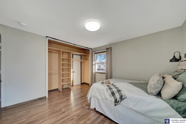 bedroom featuring a closet and hardwood / wood-style flooring