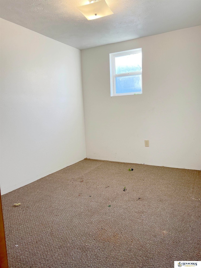 empty room with carpet and a textured ceiling