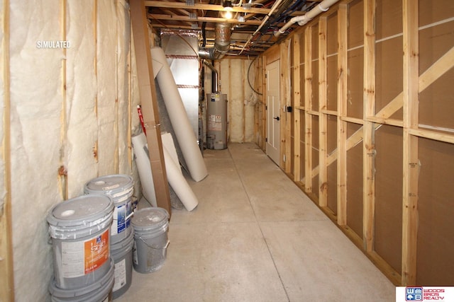 basement with water heater