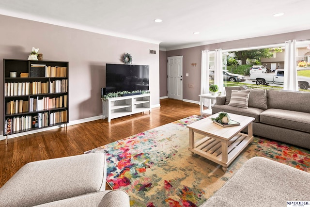 living room with wood-type flooring