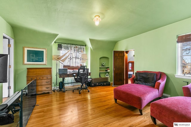 office space featuring light hardwood / wood-style flooring