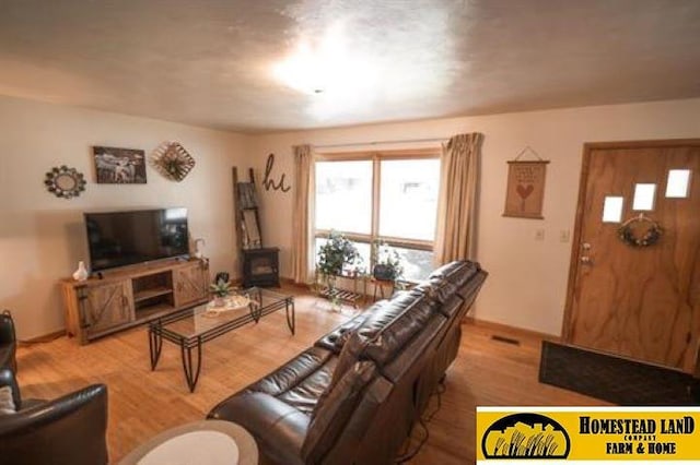 living room featuring light hardwood / wood-style floors