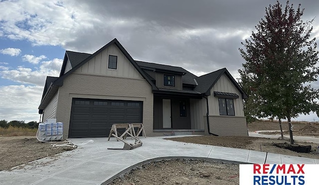 modern farmhouse with a garage