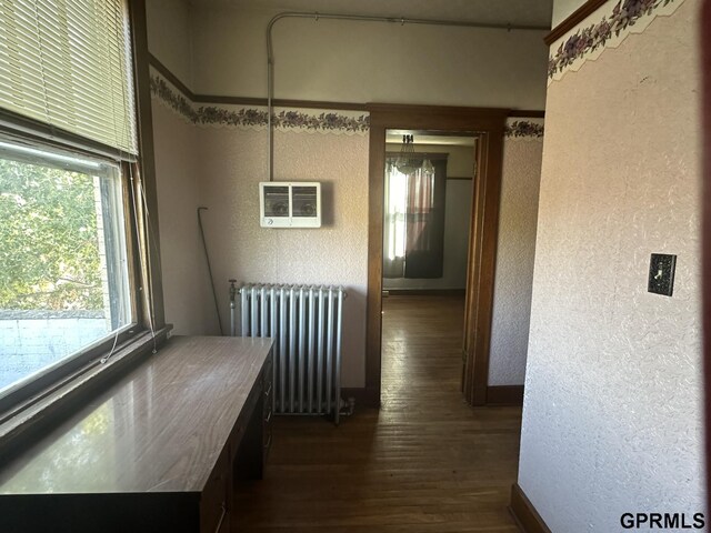 1424 4th Ave, Scottsbluff, NE 69361 - hall with radiator heating unit and dark hardwood / wood-style floors