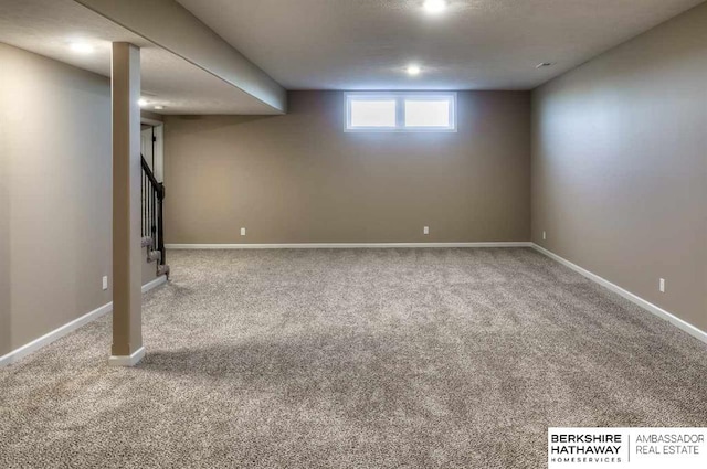 basement with carpet