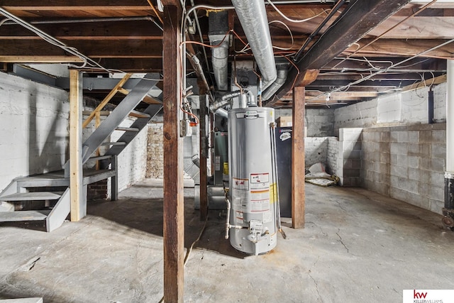 basement with water heater