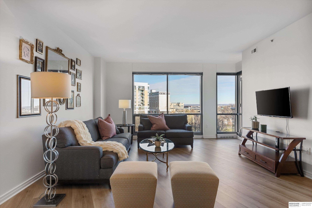 living room featuring hardwood / wood-style flooring