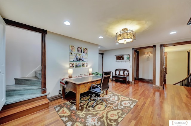 office space featuring wood-type flooring