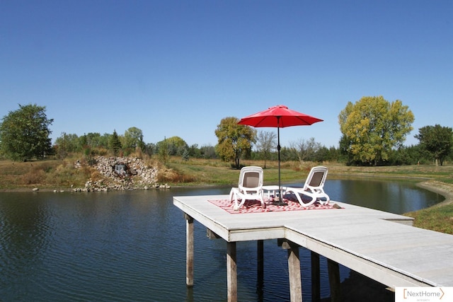 dock area featuring a water view