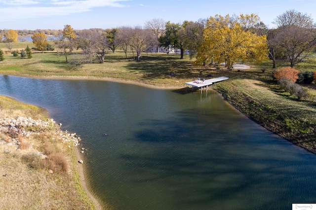 view of water feature with a boat dock