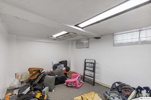 basement with carpet floors