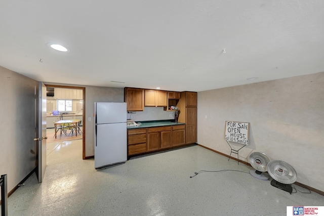 kitchen with white fridge