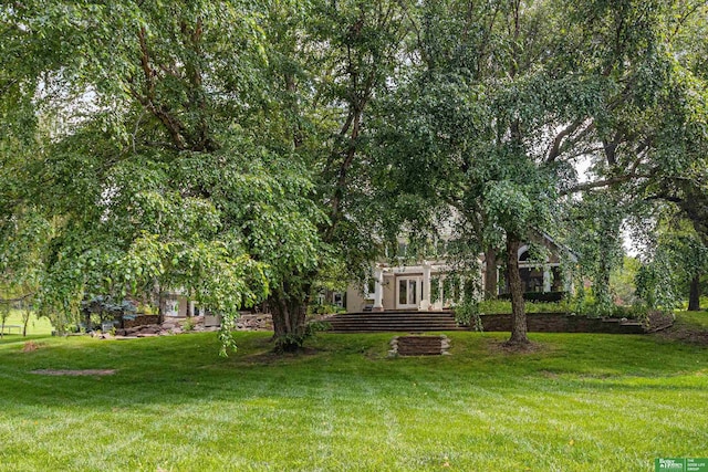 view of yard featuring french doors