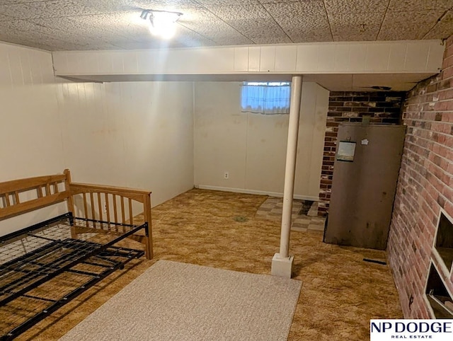 basement featuring carpet