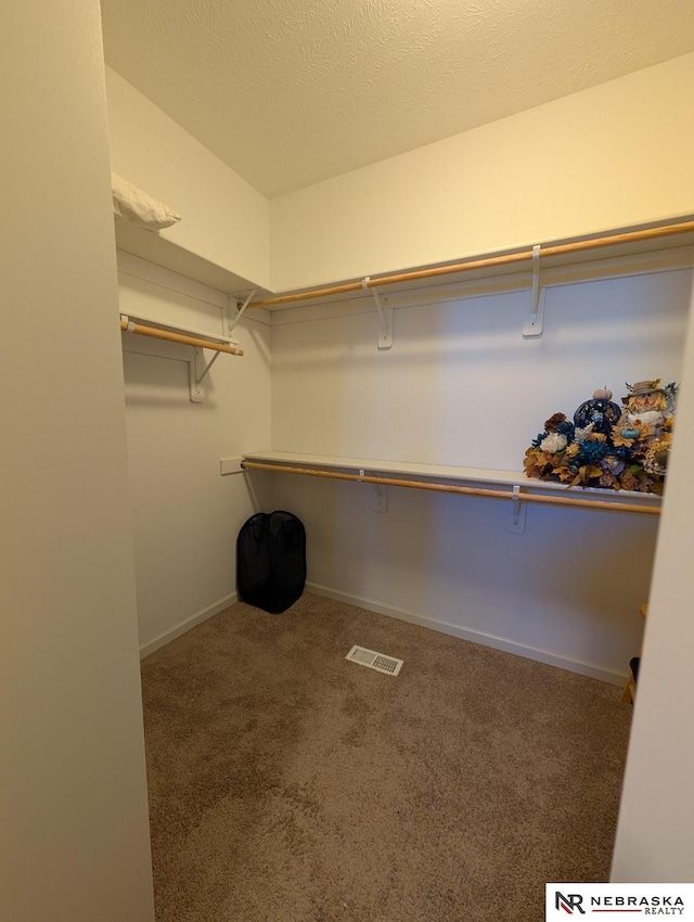 spacious closet with dark carpet