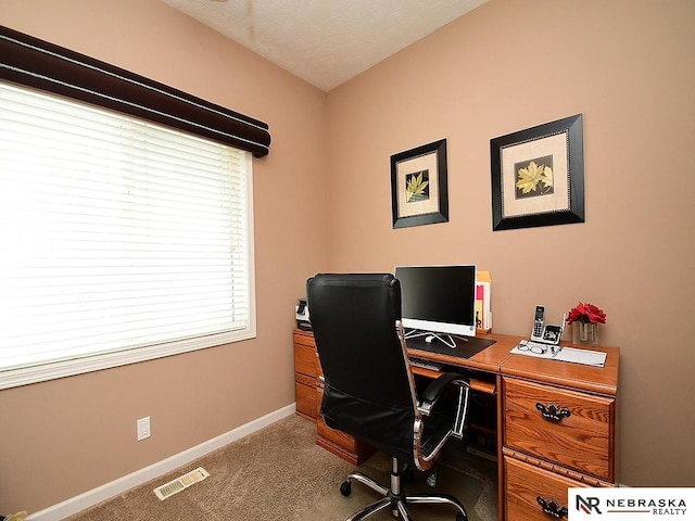 view of carpeted office