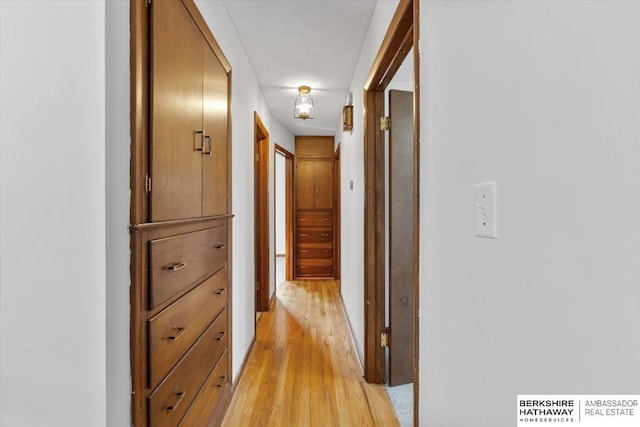 hall with light hardwood / wood-style flooring