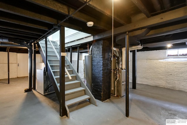 basement with water heater