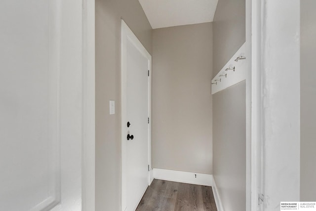 mudroom with hardwood / wood-style floors