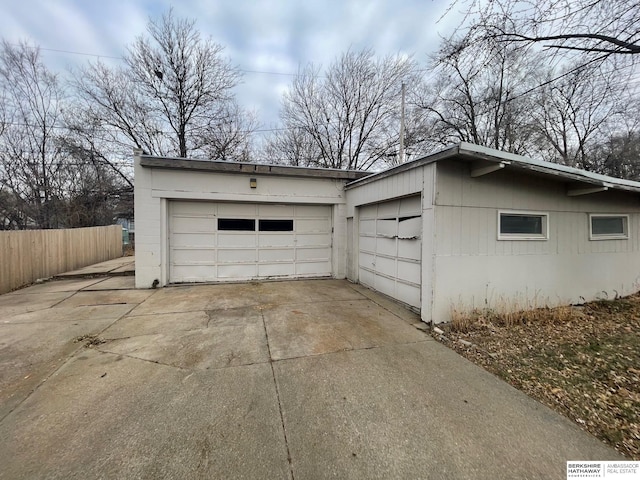 view of garage