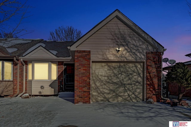 view of front of house with a garage