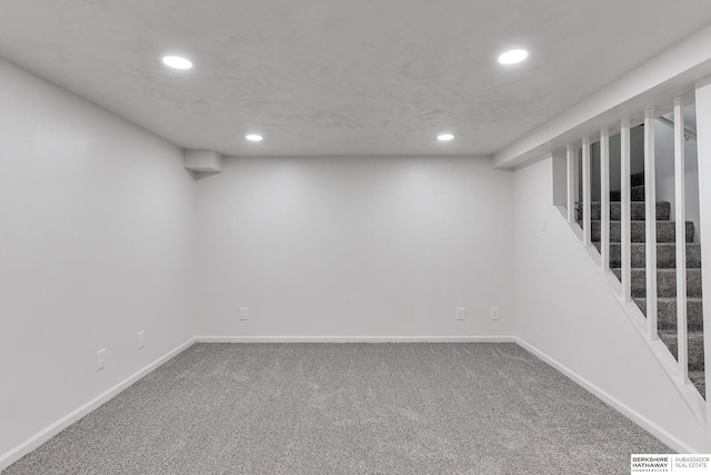 basement with carpet floors