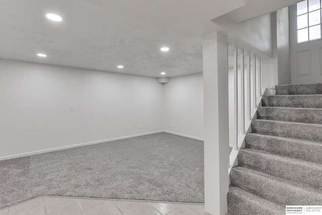 basement with carpet