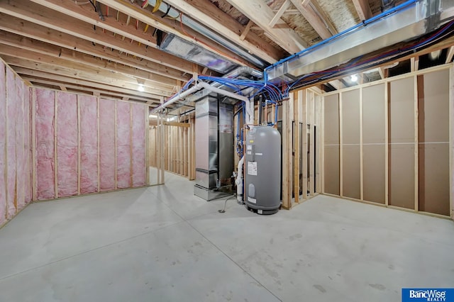 basement with water heater