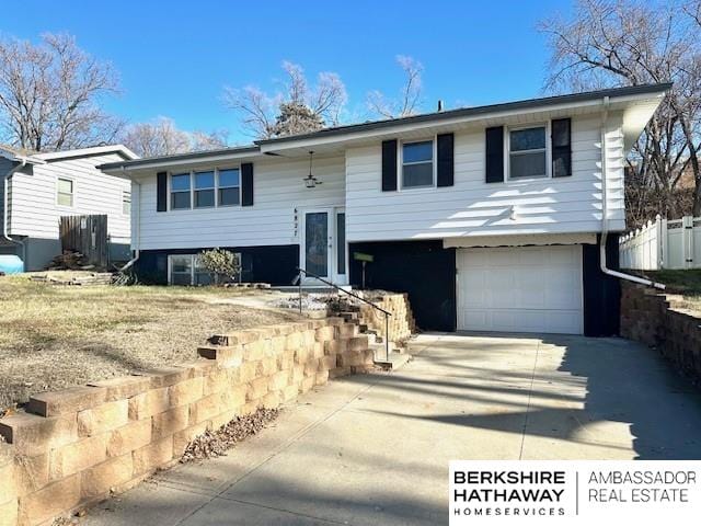 bi-level home with a garage