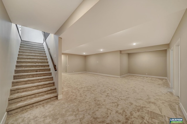 basement featuring carpet