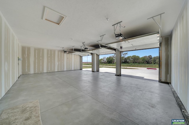 garage with a garage door opener