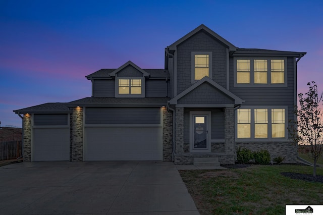 view of front of house with a garage