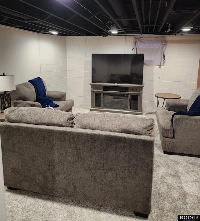 living room featuring carpet flooring