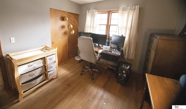 home office featuring wood-type flooring