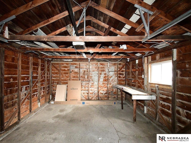 misc room featuring lofted ceiling