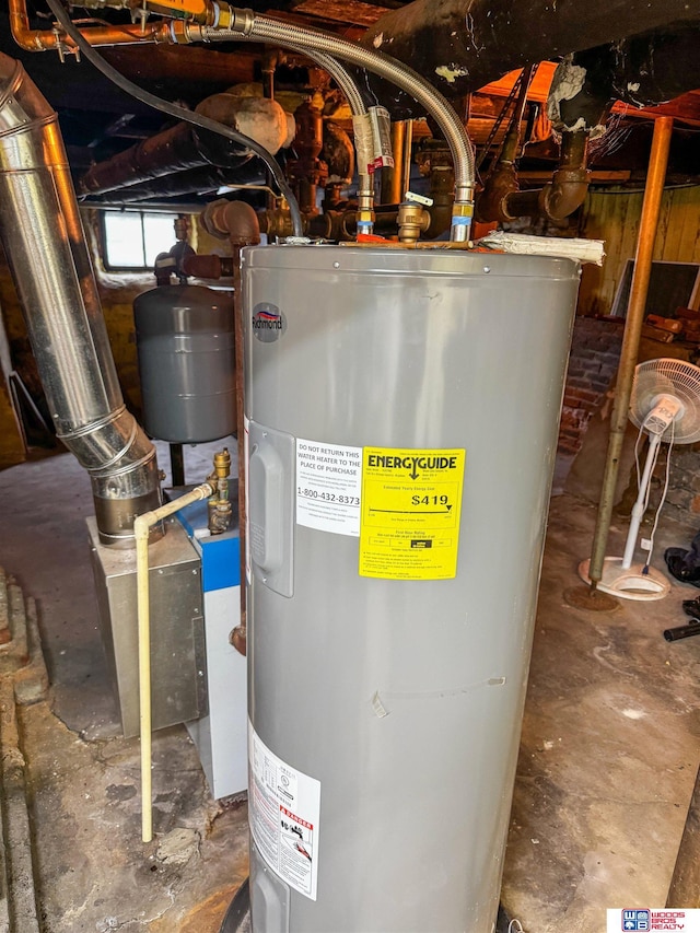 utility room with electric water heater