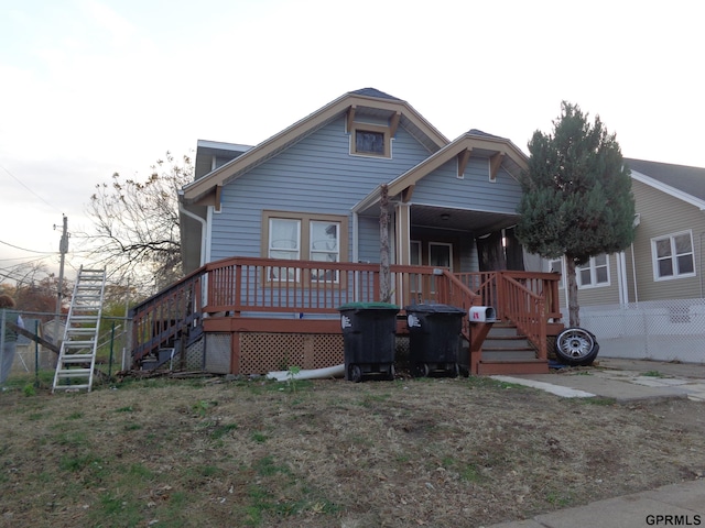 view of front of home featuring covered porch