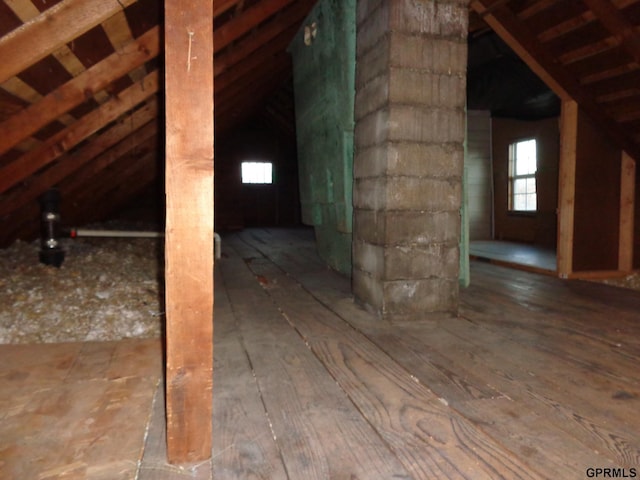 view of unfinished attic