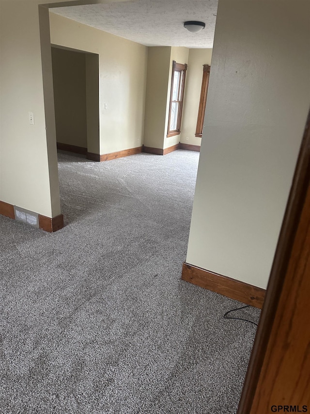 spare room with carpet and a textured ceiling