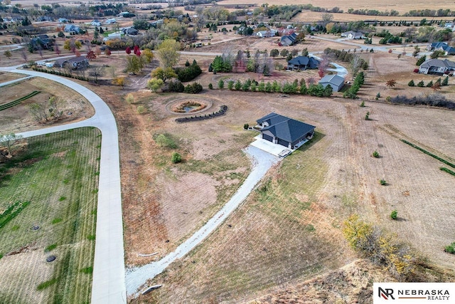 bird's eye view with a rural view