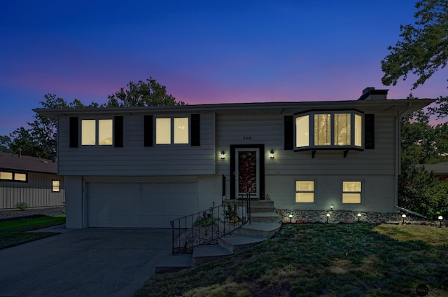 raised ranch with a garage