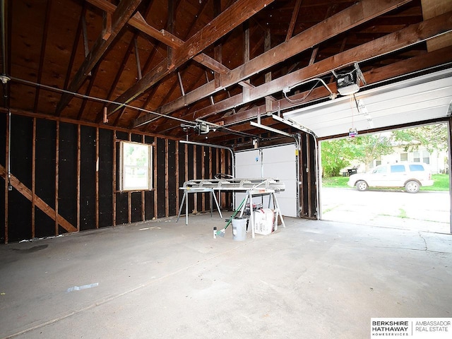 garage with a garage door opener