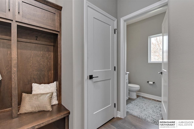 mudroom with light wood-type flooring