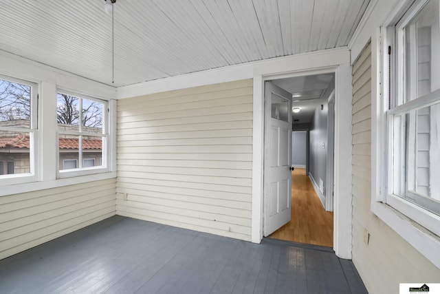 view of unfurnished sunroom