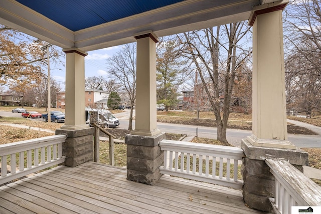 deck with covered porch